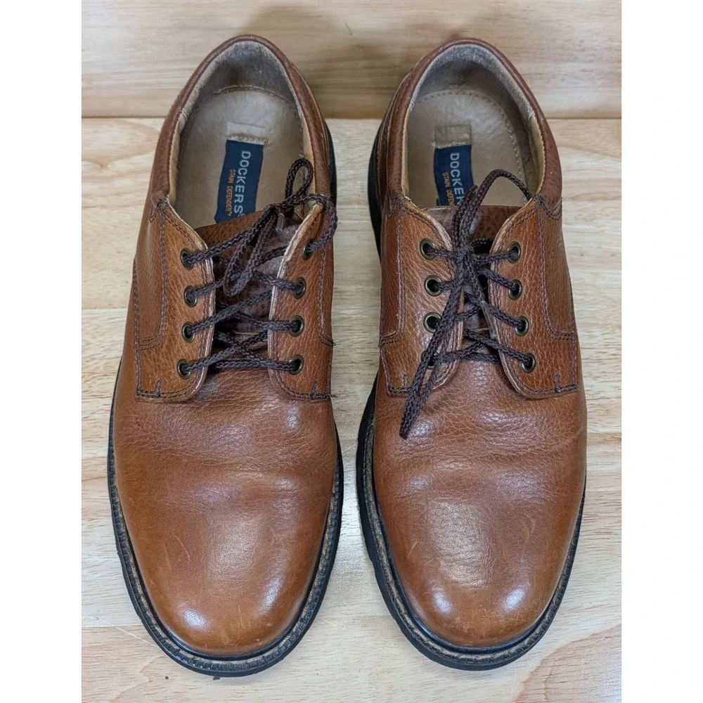 Dockers Mens 90-3902 Brown Leather‎ Stain Defender Oxford Shoes Size 9M